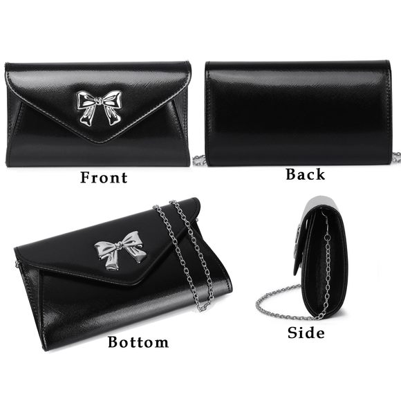 Metal Bow Clutch Purse Fashion Pu Leather Handbag/Shoulder Bag C :v - Picture 2 of 6